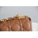 Dior Caro Chain Bag, Brown, Gold Hardware, Calfskin, Large 28 , Size: 28x17x9cm