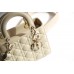 Lady Dior Four Blocks 20 (Style: 8878) Lambskin, White, Silver Hardware, Size: 20x16.5x8cm