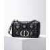 Dior Caro Calfskin, Black, Deep Silver Hardware, Medium (25.5x15.5x8cm)