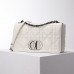 Dior Caro Calfskin, White, Deep Silver Hardware, Large (28x17x9cm)