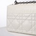 Dior Caro Calfskin, White, Deep Silver Hardware, Large (28x17x9cm)