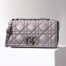 Dior Caro Calfskin, Gray, Deep Silver Hardware, Large (28x17x9cm)