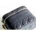 Dior Makeup Bag, Full Leather, Black, Gold Hardware, Vanity Box (Style: 9012), Size: 18.5x13x10.5cm