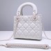 Lady Dior Mini 17cm, Three Blocks, Lambskin, Lady Matte White Pearl, White Matte Hardware