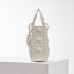 Lady Dior Mini 17cm, Three Blocks, Milk White, Champagne Gold Hardware