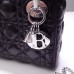 Lady Dior Mini 17cm, Three Blocks, Lambskin, Black, Silver Hardware