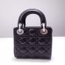 Lady Dior Mini 17cm, Three Blocks, Lambskin, Black, Silver Hardware