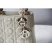 Lady Dior Mini 17cm, Three Blocks, Patent Leather, Light Yellow, Champagne Gold Hardware