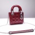 Lady Dior Mini 17cm, Three Blocks, Patent Leather, Red, Silver Hardware