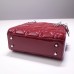 Lady Dior Mini 17cm, Three Blocks, Patent Leather, Red, Silver Hardware