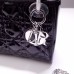 Lady Dior Mini 17cm, Three Blocks, Patent Leather, Black, Silver Hardware