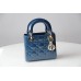 Lady Dior Mini 17cm, Three Blocks, Patent Leather, Blue, Champagne Gold Hardware