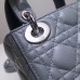 Lady Dior Mini 17cm, Three Blocks, Lambskin, Light Blue, Silver Hardware