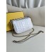 Fendi Baguette Mini 19 Chain White All Leather Gold Buckle 19x11.5x4cm