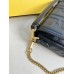 Fendi Baguette Mini 19 Chain Black All Leather Gold Buckle 19x11.5x4cm