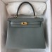 Hermes Hermès Kelly 25cm Togo CC63 Apricot Green Waxed Thread Gold Hardware Hand-Stitched