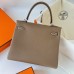 Hermes Hermès Kelly 25cm Togo Ck18 Elephant Grey Waxed Thread Silver Hardware Hand-Stitched