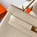 Hermes Hermès Kelly 25cm Togo Ck10 Milk White Waxed Thread Gold Hardware Hand-Stitched