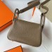 Hermes Hermès Mini Lindy 19cm Clemence Original Factory Leather Ck18 Elephant Grey Waxed Thread Gold Hardware Hand-Stitched