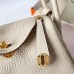 Hermes Hermès Mini Lindy 19cm Clemence Original Factory Top-Grade Cowhide Ck10 Milk White Waxed Thread Gold Hardware Hand-Stitched