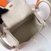 Hermes Hermès Mini Lindy 19cm Clemence Original Factory Top-Grade Cowhide Ck10 Milk White Waxed Thread Gold Hardware Hand-Stitched