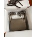 Hermes Hermès Mini Lindy 19cm Imported Taurillon Clemence Leather Dark Grey Silver Hardware Hand-Stitched