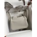 Hermes Hermès Mini Lindy 19cm Imported Taurillon Clemence Leather Pearl Grey Silver Hardware Hand-Stitched