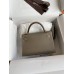 Hermes Hermès Mini Kelly 19cm Imported Epsom Leather Elephant Grey Inner Stitching Milk Tea Pink Gold Hardware Hand-Stitched