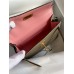 Hermes Hermès Mini Kelly 19cm Imported Epsom Leather Elephant Grey Inner Stitching Milk Tea Pink Gold Hardware Hand-Stitched