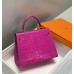 Hermes Hermès Kelly 28 Arabian Nights Purple Crocodile Skin Pattern Inner Layer Sheepskin Hand-Stitched Hand-Stitched