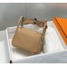 Hermes Hermès Mini Lindy 19 Togo Milk Tea Brown Size: 19.5cm Width 12.5cm Silver Hardware Hand-Stitched