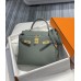 Hermes Hermès Kelly 28 Togo Grey Blue Gold Hardware Hand-Stitched