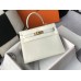 Hermes Hermès Kelly 28 Crocodile Skin Pattern Lambskin Inside White Gold Hardware Hand-Stitched