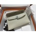 Hermes Hermès Kelly Elan 27 Goat Skin Grey Silver Hardware Hand-Stitched