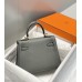 Hermes Hermès Mini Kelly 19 Togo Grey Blue Gold Hardware Hand-Stitched