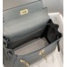 Hermes Hermès Mini Kelly 19 Togo Grey Blue Gold Hardware Hand-Stitched