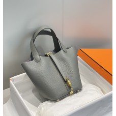 Hermes Hermès Picotin 18 Togo Grey Gold Hardware Hand-Stitched