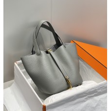 Hermes Hermès Picotin 22 Togo Grey Gold Hardware Hand-Stitched