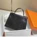 Hermes Hermès Kelly 28 Crocodile Skin Pattern Gold Hardware Black Hand-Stitched