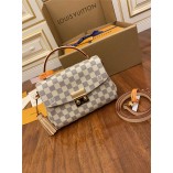 Louis Vuitton N41581 Croisette Handbag White Check: Size - 25.0x17.0x9.5cm