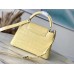 Louis Vuitton M48865 Yellow Crocodile Grain Silver Button Capucines BB Handbag Crocodile Skin Pattern, Size: 27x18x9cm