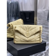 Yves Saint Laurent YSL Loulou Large 35 Puffer Sheepskin Bag Yellow Gold Hardware Model: 577475-1 Size: 35x23x13.5cm