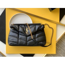 Yves Saint Laurent YSL Loulou Large 35 Puffer Sheepskin Bag Black Gold Hardware Model: 577475-1 Size: 35x23x13.5cm