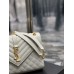 Yves Saint Laurent YSL Envelope Medium 24 White Gold Hardware Grained Leather Model: 487206 Size: 24x17.5x6cm