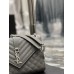 Yves Saint Laurent YSL Envelope Medium 24 Grey Silver Hardware Grained Leather Model: 487206 Size: 24x17.5x6cm