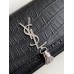 Yves Saint Laurent YSL Kate Crocodile Embossed Medium 24 Black Silver Hardware Model: 326078 Crocodile Embossed Size: 24x14.5x5.5cm