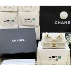 Chanel Mini flap bag, Lambskin, imitation pearls & gold metal AS4868 Size 11.5*17*5cm 2025 new 